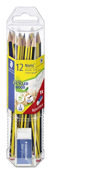Staedtler Pencil Noris HB + eraser (12)